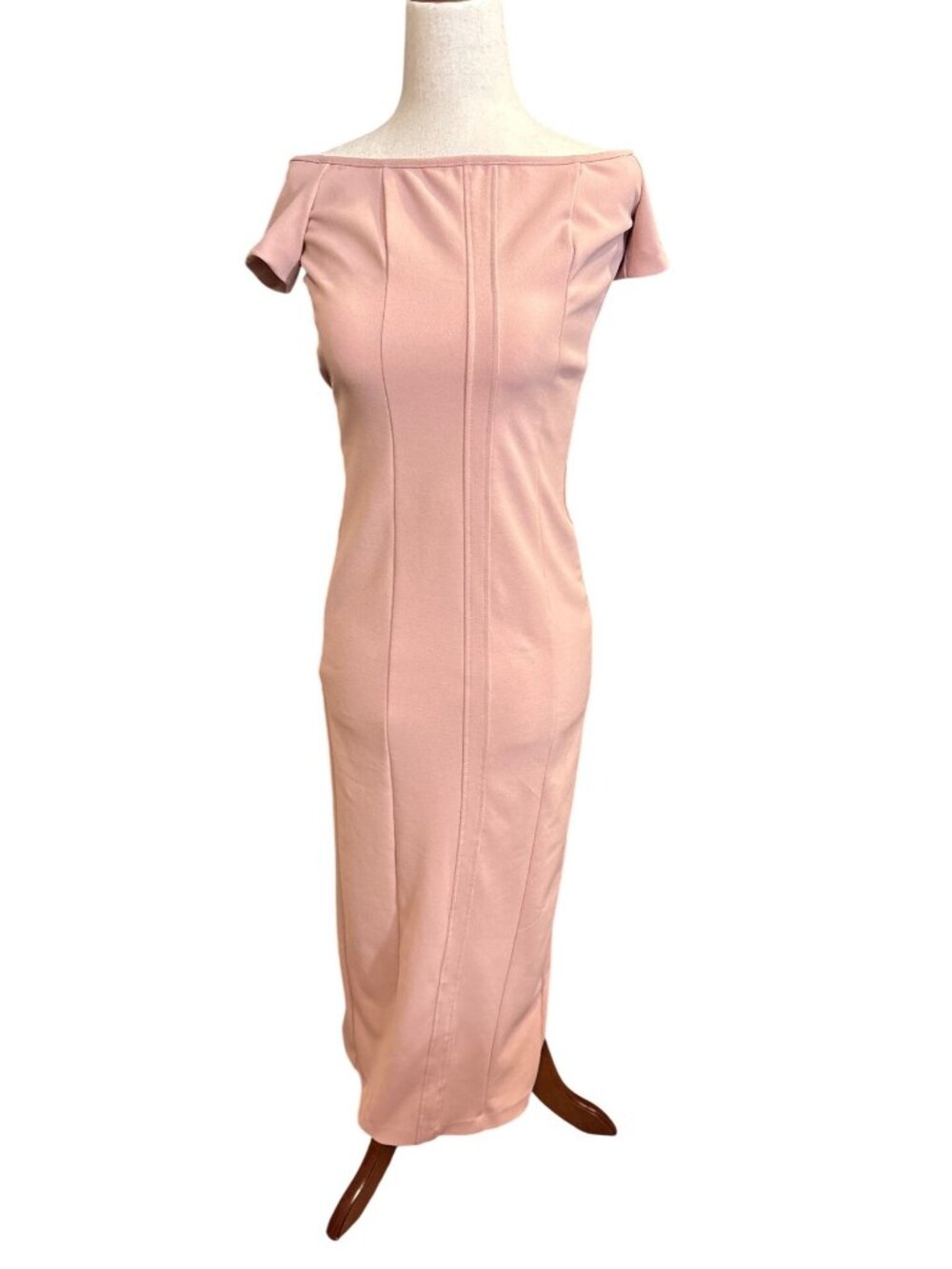 Zara Pink  Midi Dress With Back Zipper Closure Slim Fit Size S